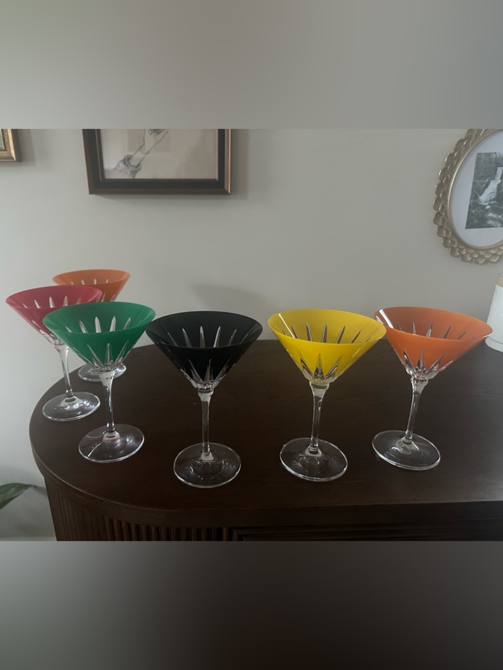 Colored Crystal Martini Glasses - Set of Assorted Colors